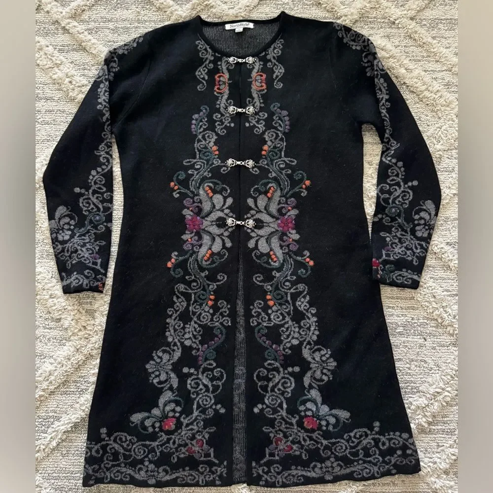 North Style Peruvian Alpaca Long Cardigan Size Large - Picture 7 of 13